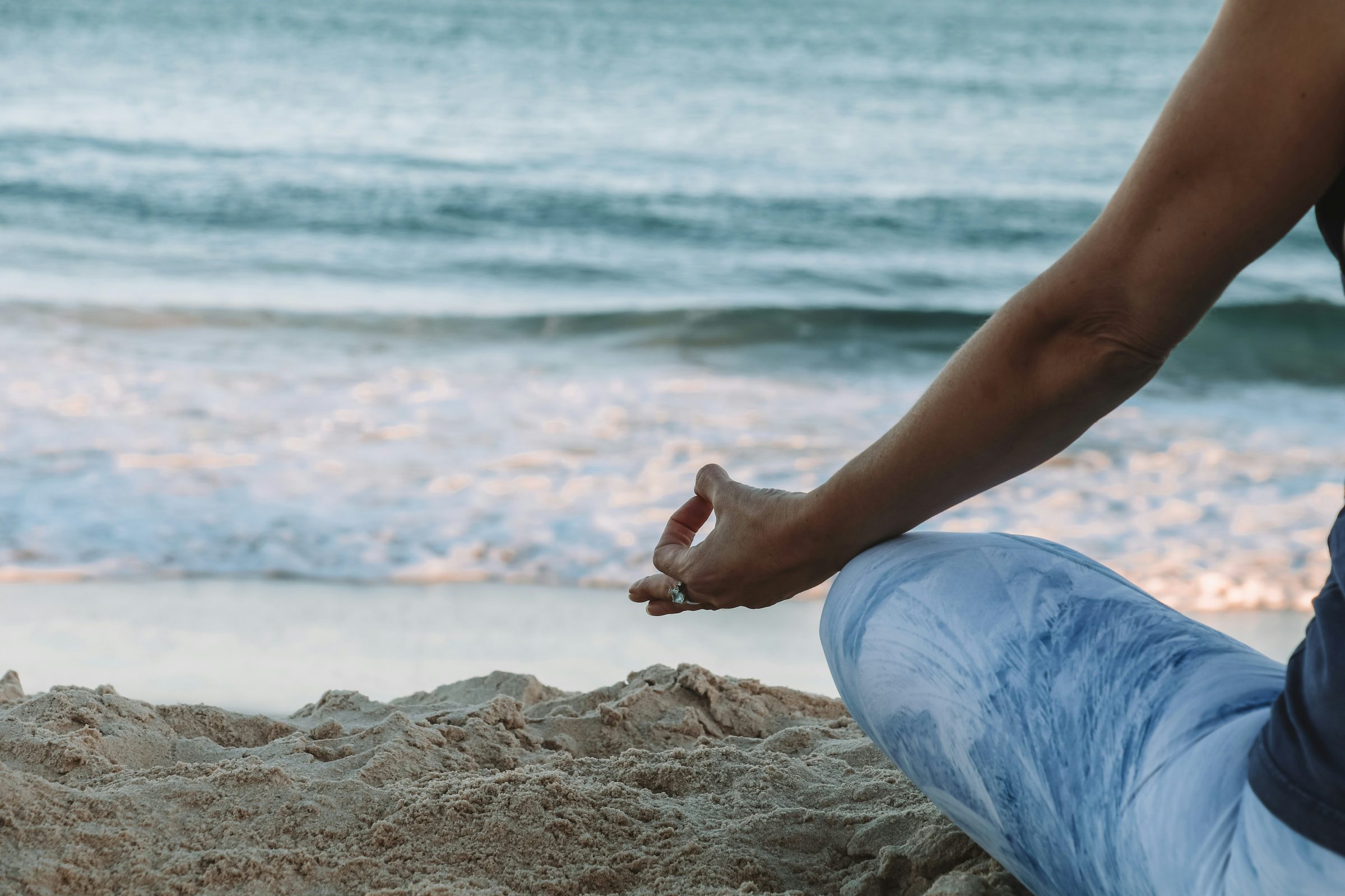 Sunrise meditation on the sand at the water’s edge, Cozumel